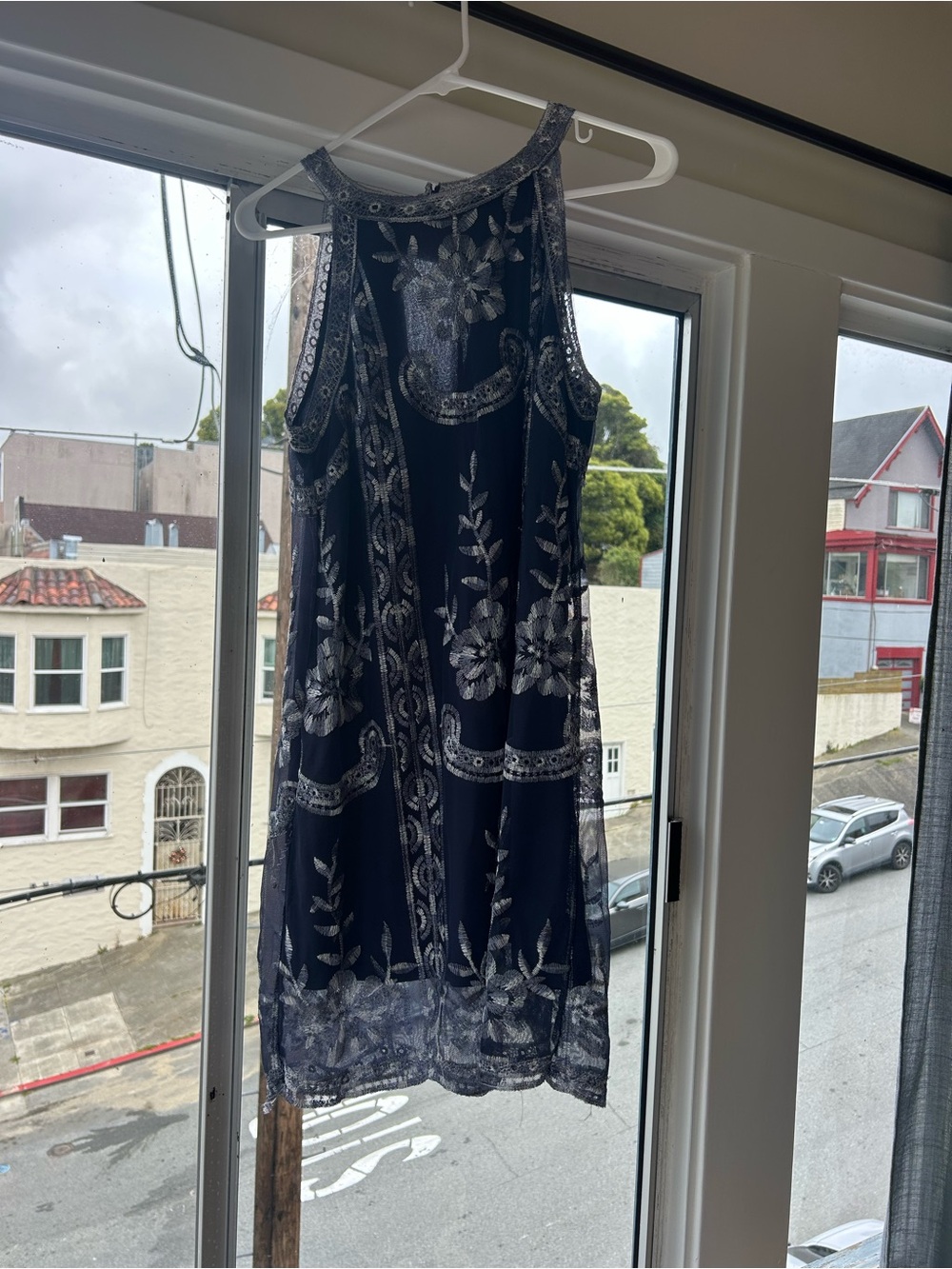 Altar’d State Navy Floral Embroidered Sleeveless Dress